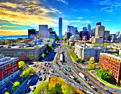 Downtown Traffic 1950s Download Jigsaw Puzzle