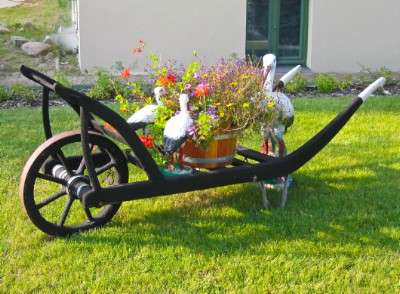 Decorative Wooden Wheelbarrow Download Jigsaw Puzzle